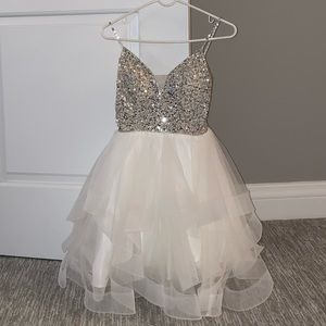 White/Silver Short Bridal Shower Dress